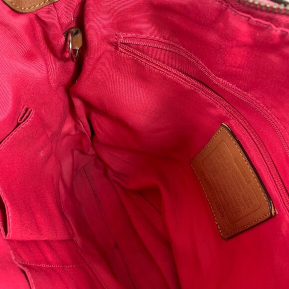 2009 COACH Signature Collection Khaki Pink Stripe Tote F13548 NO TAG - Picture 8 of 13